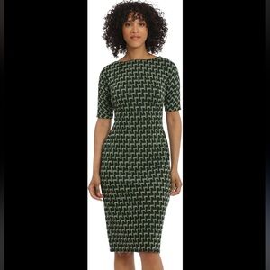 BOGO Dress Deal! Maggy London Green Geometric Sheath Dress